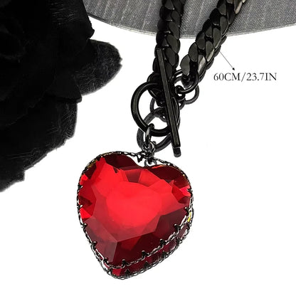 Goth Punk Heart Pendant Choker Necklace Valentine'S Day