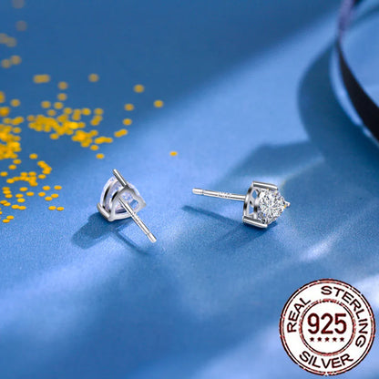 Valentines Gifts For Her 925 Silver Heart Zircon Stud Earrings