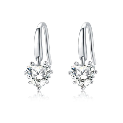 Valentines Gifts For Her S925 Silver Heart Drop Earrings Zircon