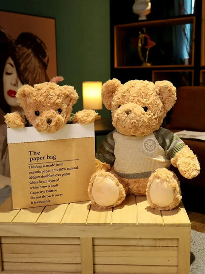 Giant Teddy Bear Plush Toy Vintage Sweater Stuffed Doll