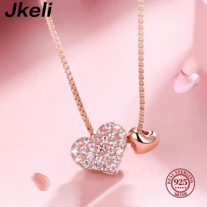 925 Sterling Silver Heart Pendant Box Chain Necklace Valentine'S Day