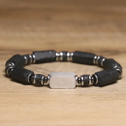 Valentines Gifts For Him Black Tourmaline Beaded Bracelet Adjustable Unisex