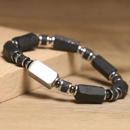 Valentines Gifts For Him Black Tourmaline Beaded Bracelet Adjustable Unisex