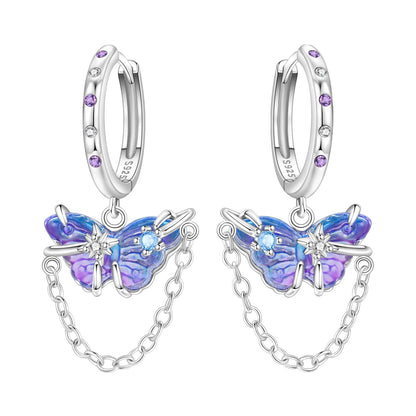 Valentines Gifts For Her 925 Silver Heart Wing Drop Earrings