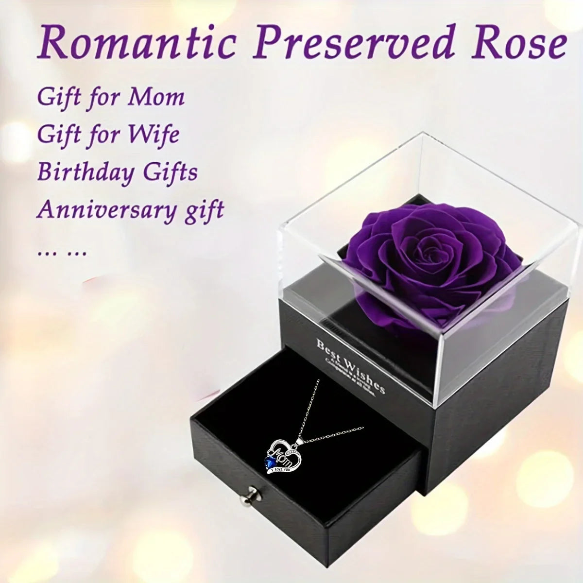 Luxury Soap Rose Gift Box With Mom Heart Necklace Valentine'S Day