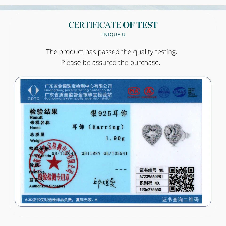 Valentines Gifts For Her Heart Zircon Stud Earrings 925 Silver