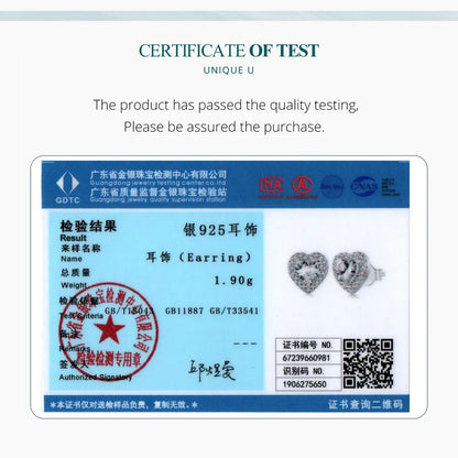 Valentines Gifts For Her Heart Zircon Stud Earrings 925 Silver