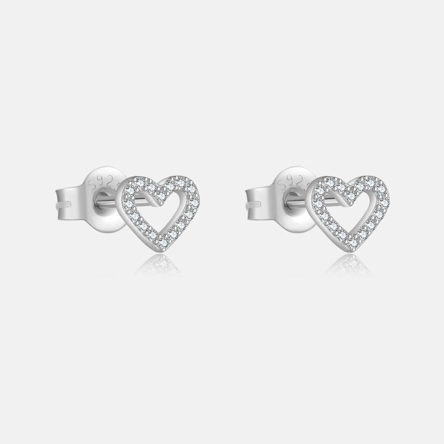 Valentines Gifts For Her 925 Silver Heart Zircon Stud Earrings