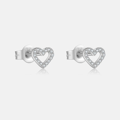 Valentines Gifts For Her 925 Silver Heart Zircon Stud Earrings