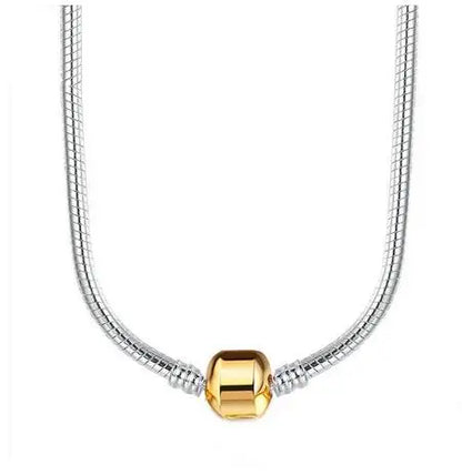 Heart Snake Chain 925 Silver Beads Choker Necklace Valentine'S Day