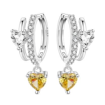 Valentines Gifts For Her 925 Silver Heart Wing Drop Earrings