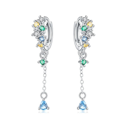 Valentines Gifts For Her S925 Silver Heart Drop Earrings Zircon