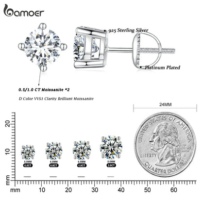 Valentines Gifts For Her Moissanite Stud Earrings 925 Sterling Silver Screwback