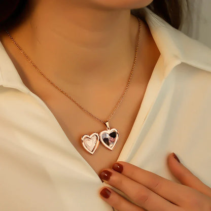 Personalized Heart Locket Photo Necklace Valentine'S Day Pendant