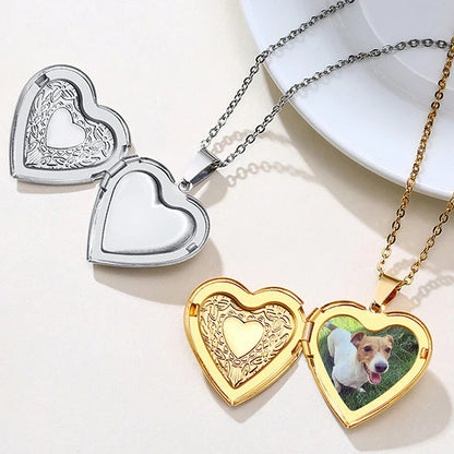 Personalized Heart Locket Photo Necklace Valentine'S Day Pendant