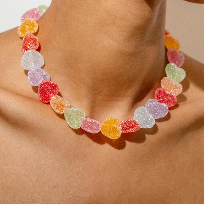 Colorful Heart Candy Choker Necklace Valentine'S Day Gift