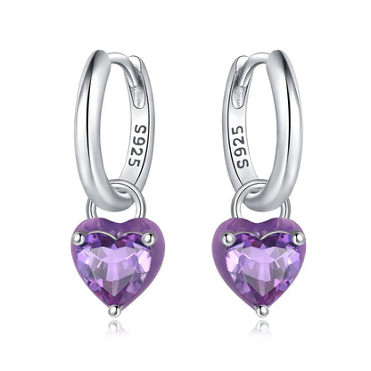 Valentines Gifts For Her 925 Silver Heart Wing Drop Earrings
