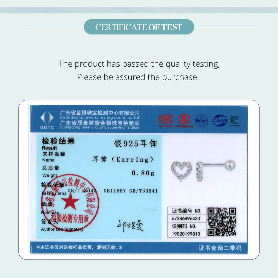 Valentines Gifts For Her 925 Sterling Silver Heart Stud Earrings