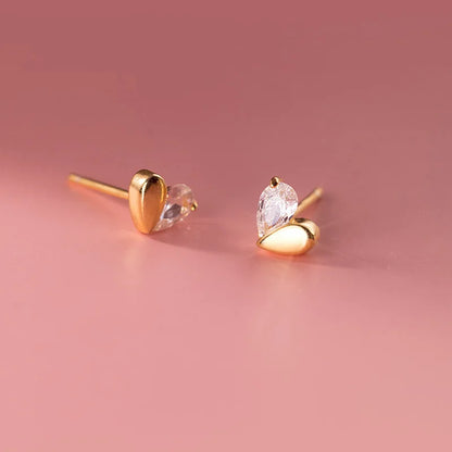Valentines Gifts For Her 925 Sterling Silver Zircon Heart Stud Earrings