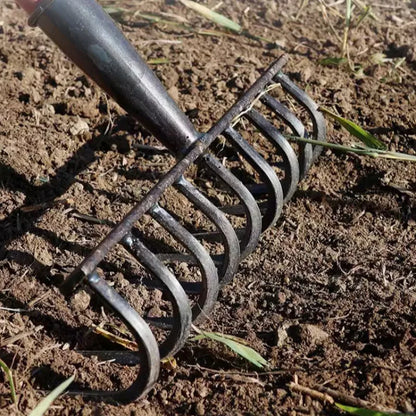 Labour-Saving 9-Tooth Manganese Steel Gardening Rake
