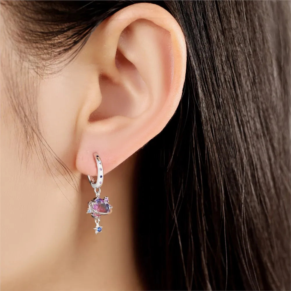 Valentines Gifts For Her S925 Silver Heart Drop Earrings Zircon