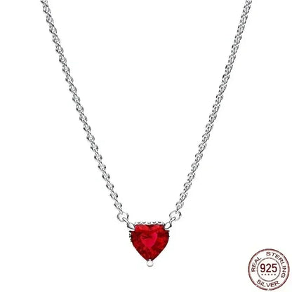 925 Sterling Silver Heart Bowknot Pendant Necklace Valentine'S Day