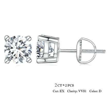 Valentines Gifts For Her Moissanite Stud Earrings 925 Sterling Silver Screwback