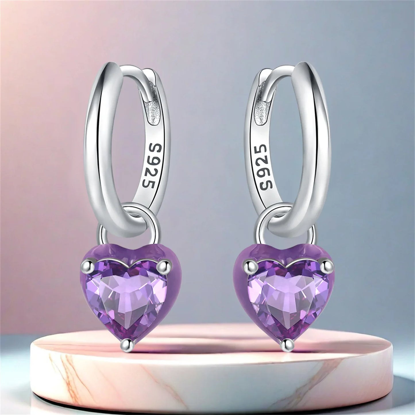 Valentines Gifts For Her 925 Sterling Silver Heart Drop Earrings