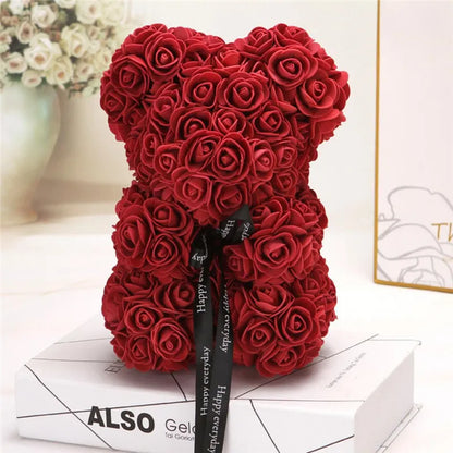 25Cm Artificial Rose Bear Romantic Gift For Anniversary