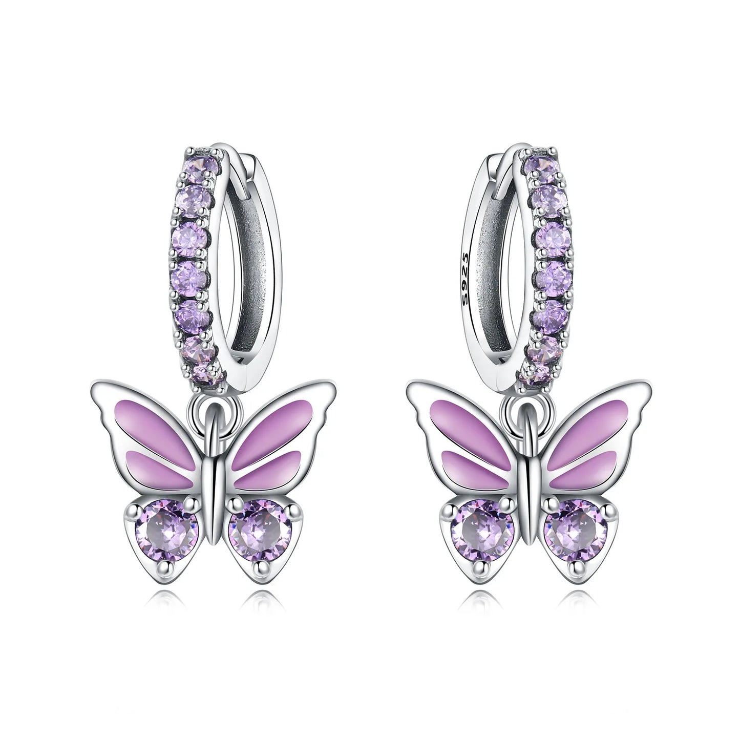 Valentines Gifts For Her 925 Silver Heart Wing Drop Earrings