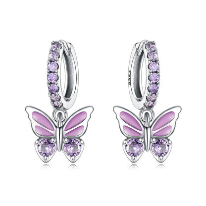 Valentines Gifts For Her 925 Silver Heart Wing Drop Earrings