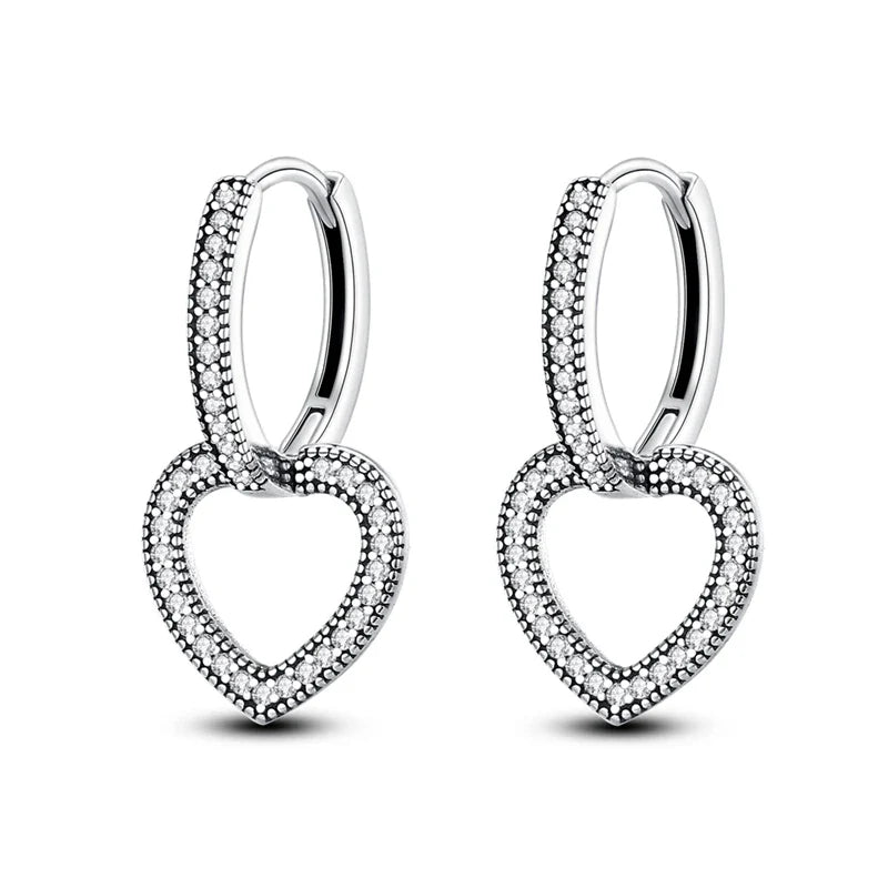 Valentines Gifts For Her 925 Sterling Silver Heart Drop Earrings