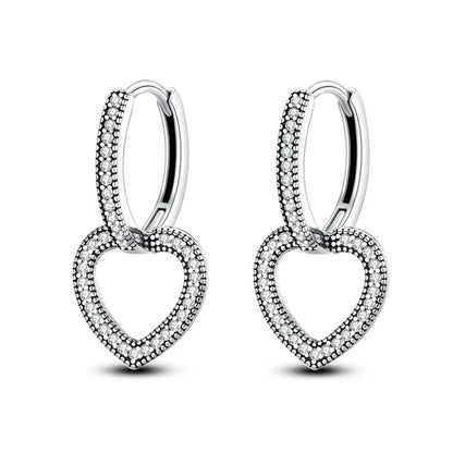 Valentines Gifts For Her 925 Sterling Silver Heart Drop Earrings