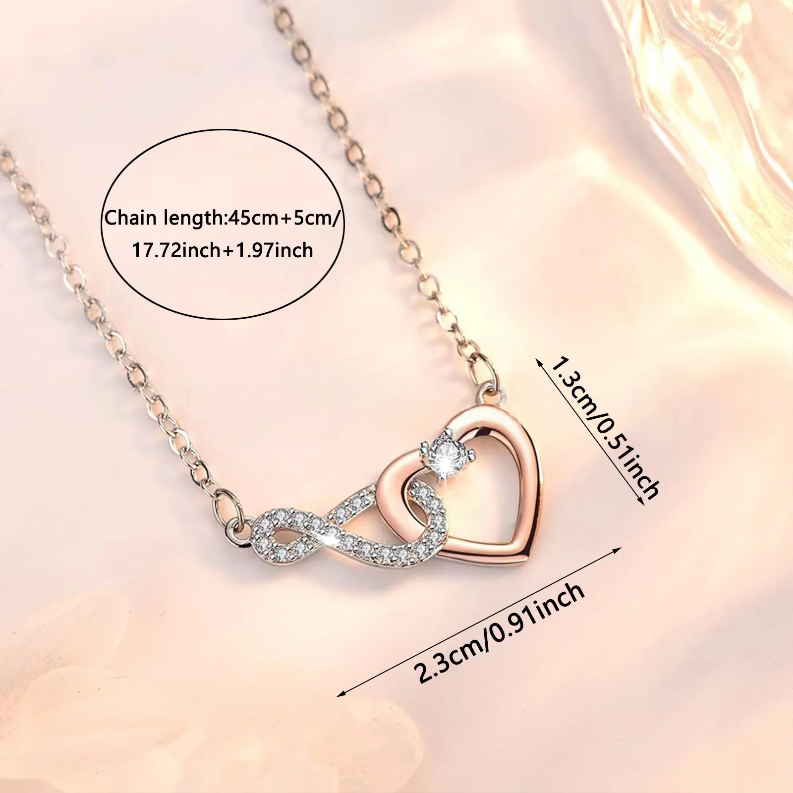 Infinity Heart Pendant Necklace Valentine'S Day Gift With Box