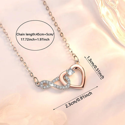 Infinity Heart Pendant Necklace Valentine'S Day Gift With Box