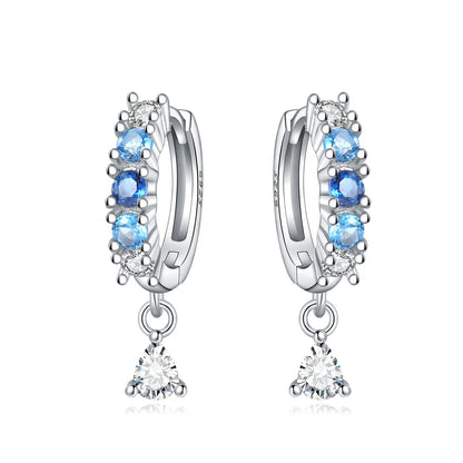 Valentines Gifts For Her S925 Silver Heart Drop Earrings Zircon