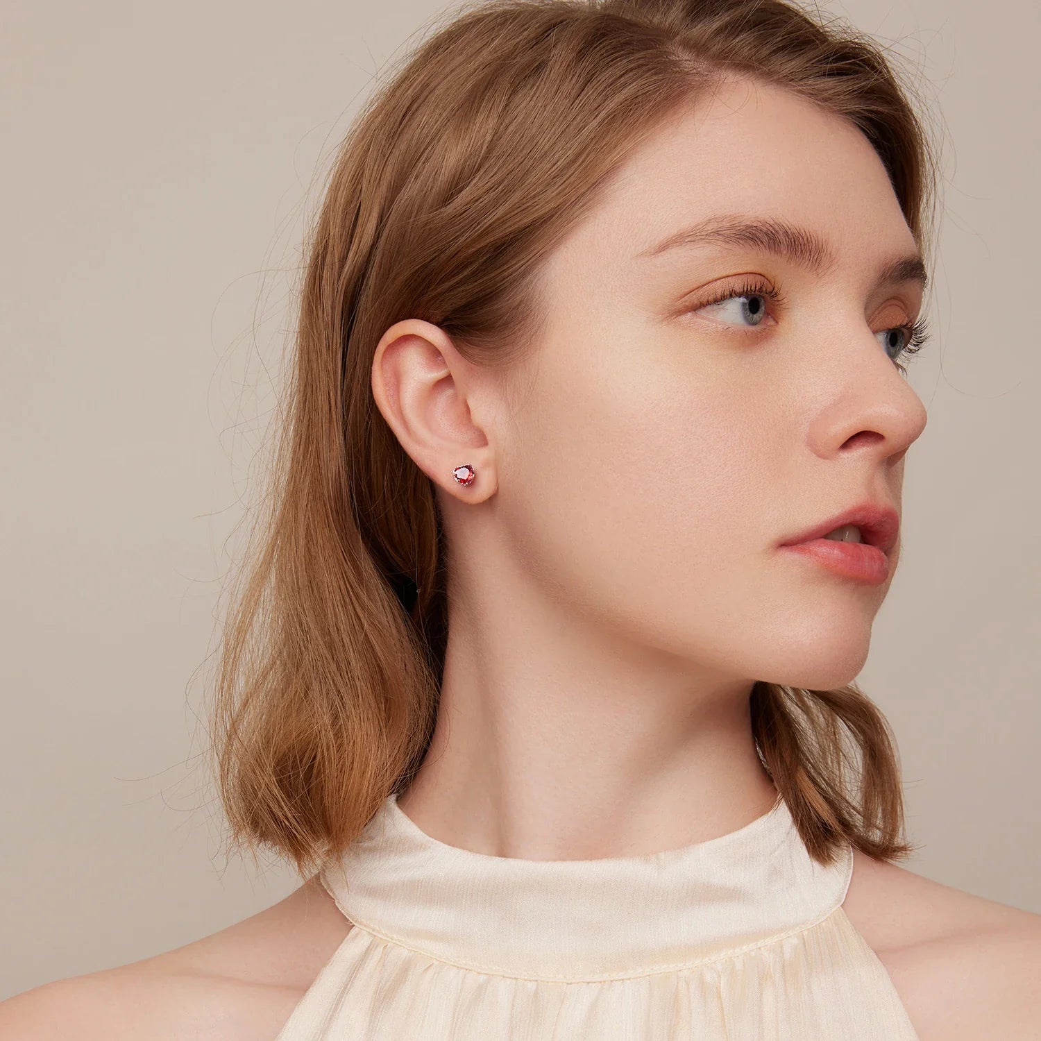 Valentines Gifts For Her Sterling Silver Heart Birthstone Stud Earrings