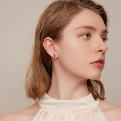 Valentines Gifts For Her Sterling Silver Heart Birthstone Stud Earrings