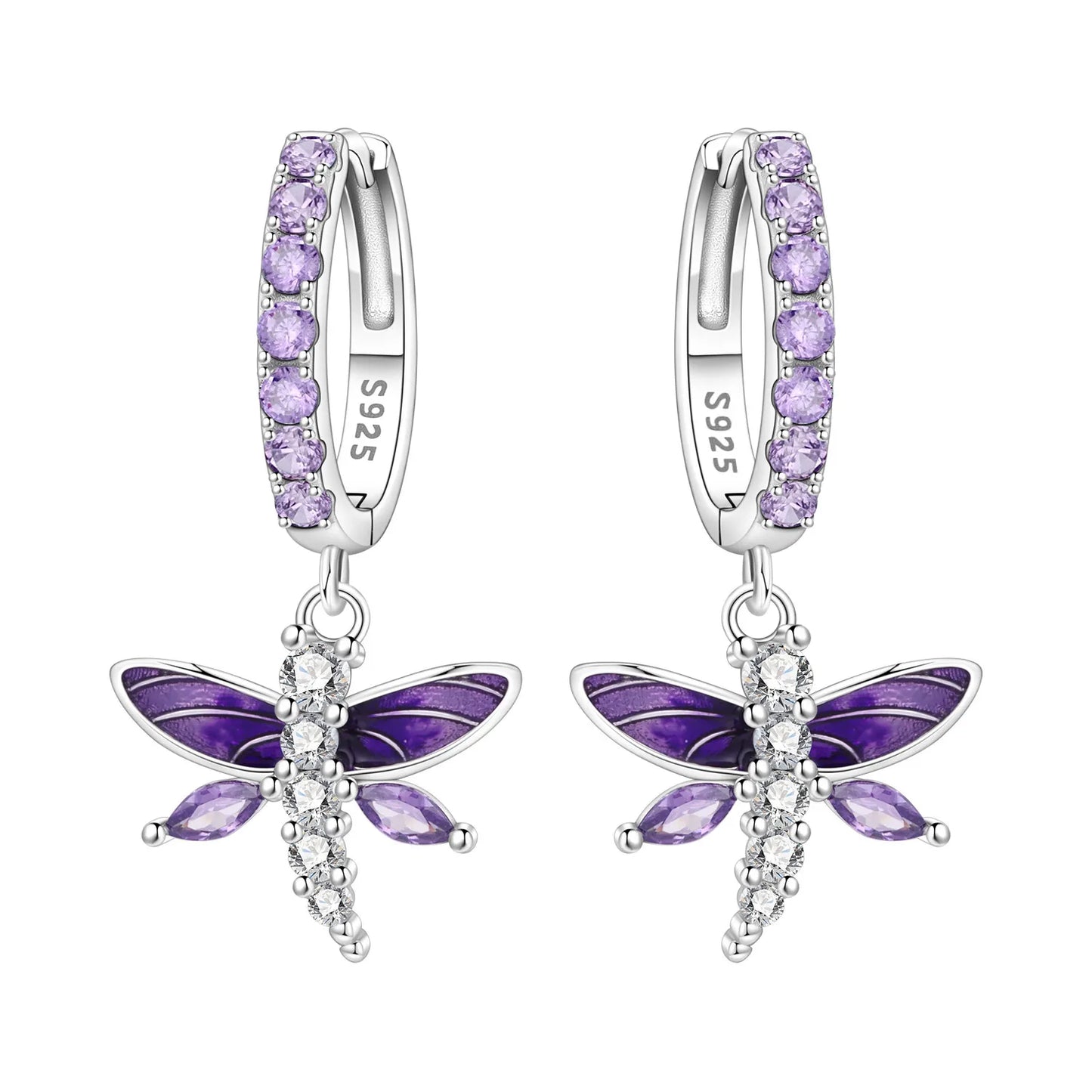 Valentines Gifts For Her 925 Silver Heart Wing Drop Earrings