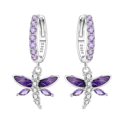 Valentines Gifts For Her 925 Silver Heart Wing Drop Earrings
