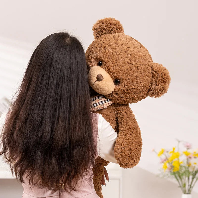 Giant Teddy Bear Plush Brown Hug Pillow With Bow