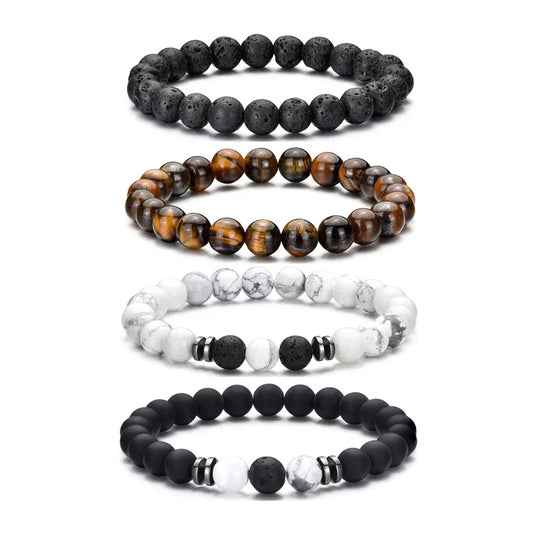 Valentines Gifts For Him 4Pcs 8Mm Stone Bead Bracelets Set
