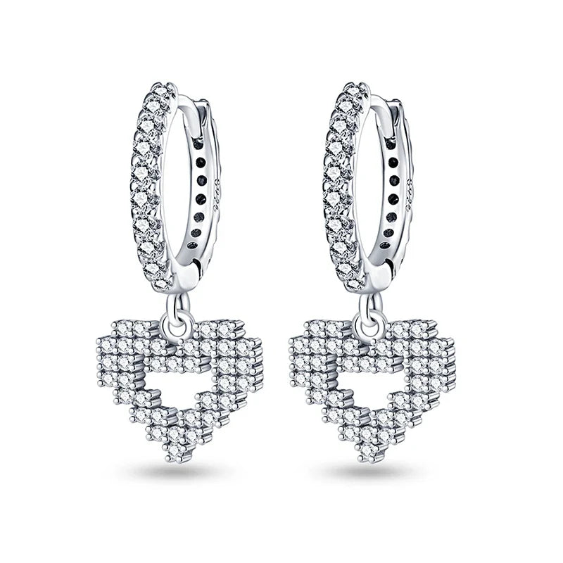 Valentines Gifts For Her 925 Sterling Silver Heart Drop Earrings
