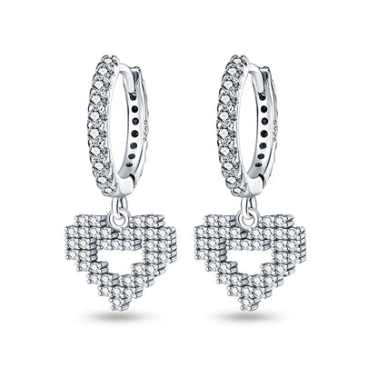 Valentines Gifts For Her 925 Sterling Silver Heart Drop Earrings
