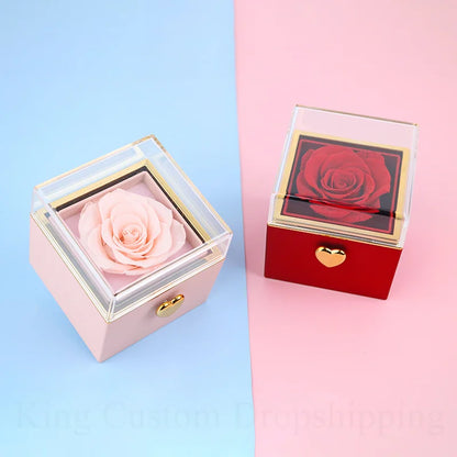 Magic Rose Gift Box Double Heart Name Necklace Valentine'S Day