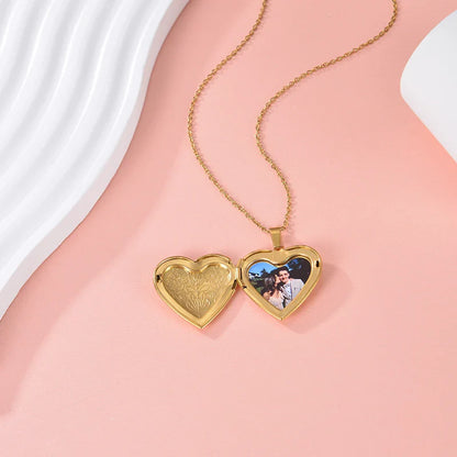 Personalized Heart Locket Photo Necklace Valentine'S Day Pendant