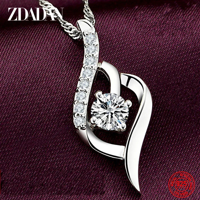 925 Sterling Silver Heart Amethyst Pendant Necklace Valentine'S Day