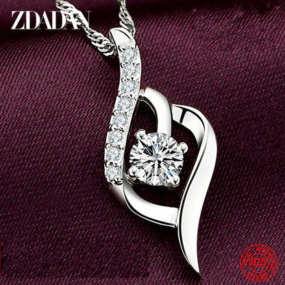 925 Sterling Silver Heart Amethyst Pendant Necklace Valentine'S Day