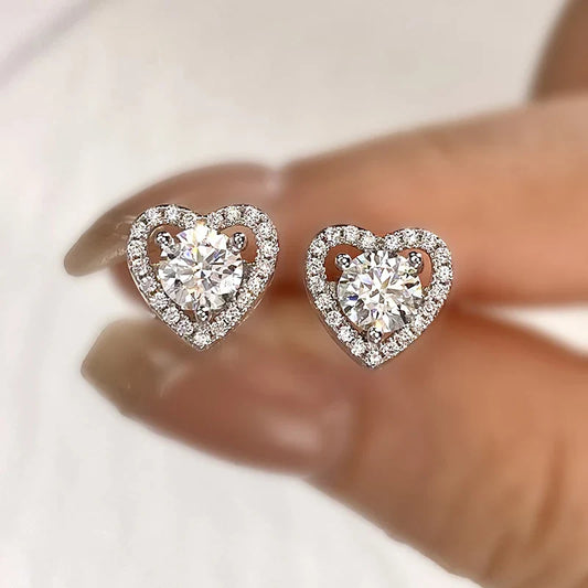 Valentines Gifts For Her Heart Moissanite Stud Earrings 925 Sterling Silver