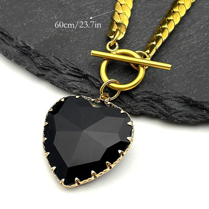 Goth Punk Heart Pendant Choker Necklace Valentine'S Day